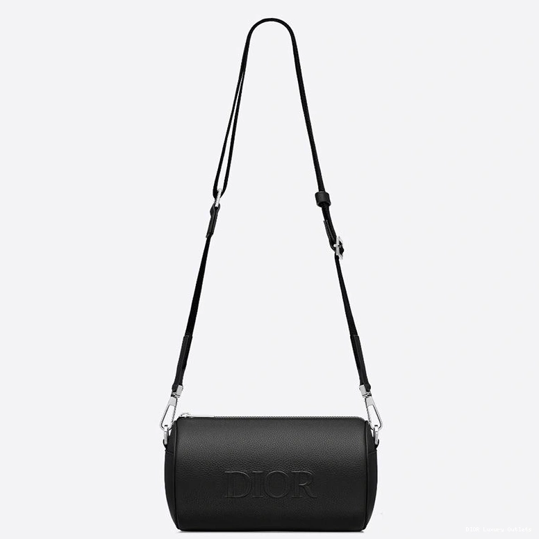 Cheap Grained Black Dior Calfskin Messenger Roller 0711 Luxury